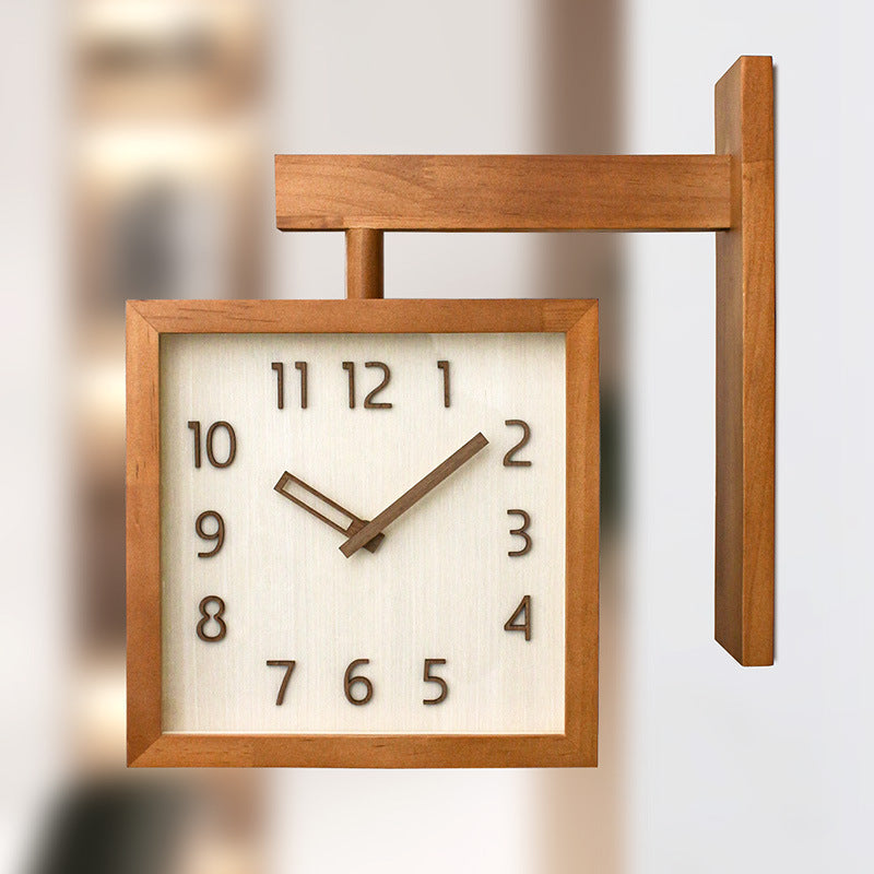 BowLift | Wall-Corner-Two-Sided Wood-Analog-Clock