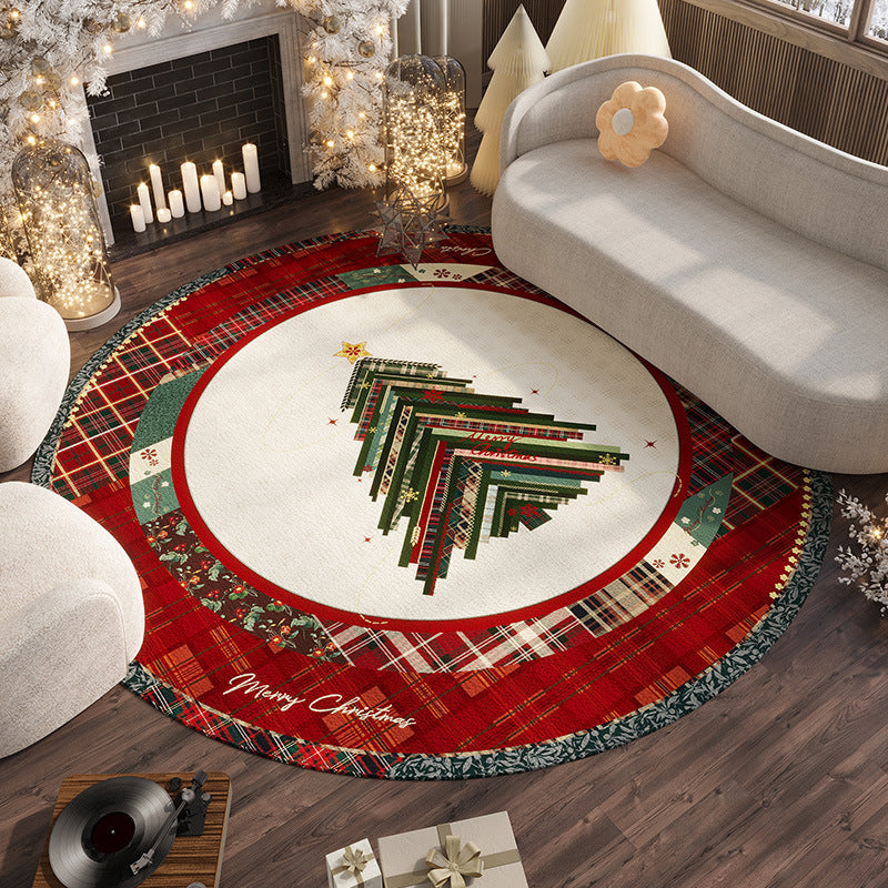 BowLift | Christmas Rug - Living Room Red Festive Carpet Absorbent Non-slip