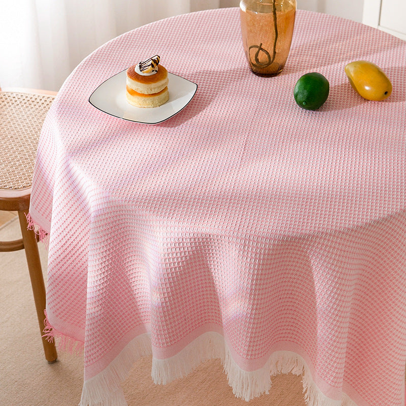 BowLift | Waffle Modern Tablecloth, Knitted Fabric Lace Coffee Cloth, Round Tablecloth, Rectangular Tablecloth