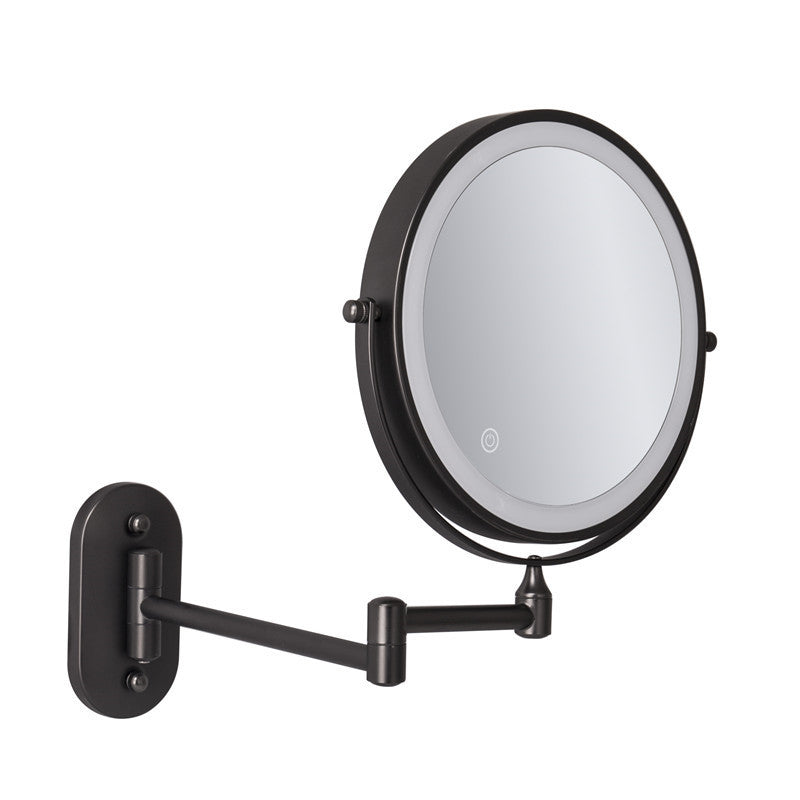 BowLift | Rechargeable Wall Mounted Shaving Mirror | 360° Rotation. 1X/10X Magnification & Adjustable LED Lighting for Bathroom Use
