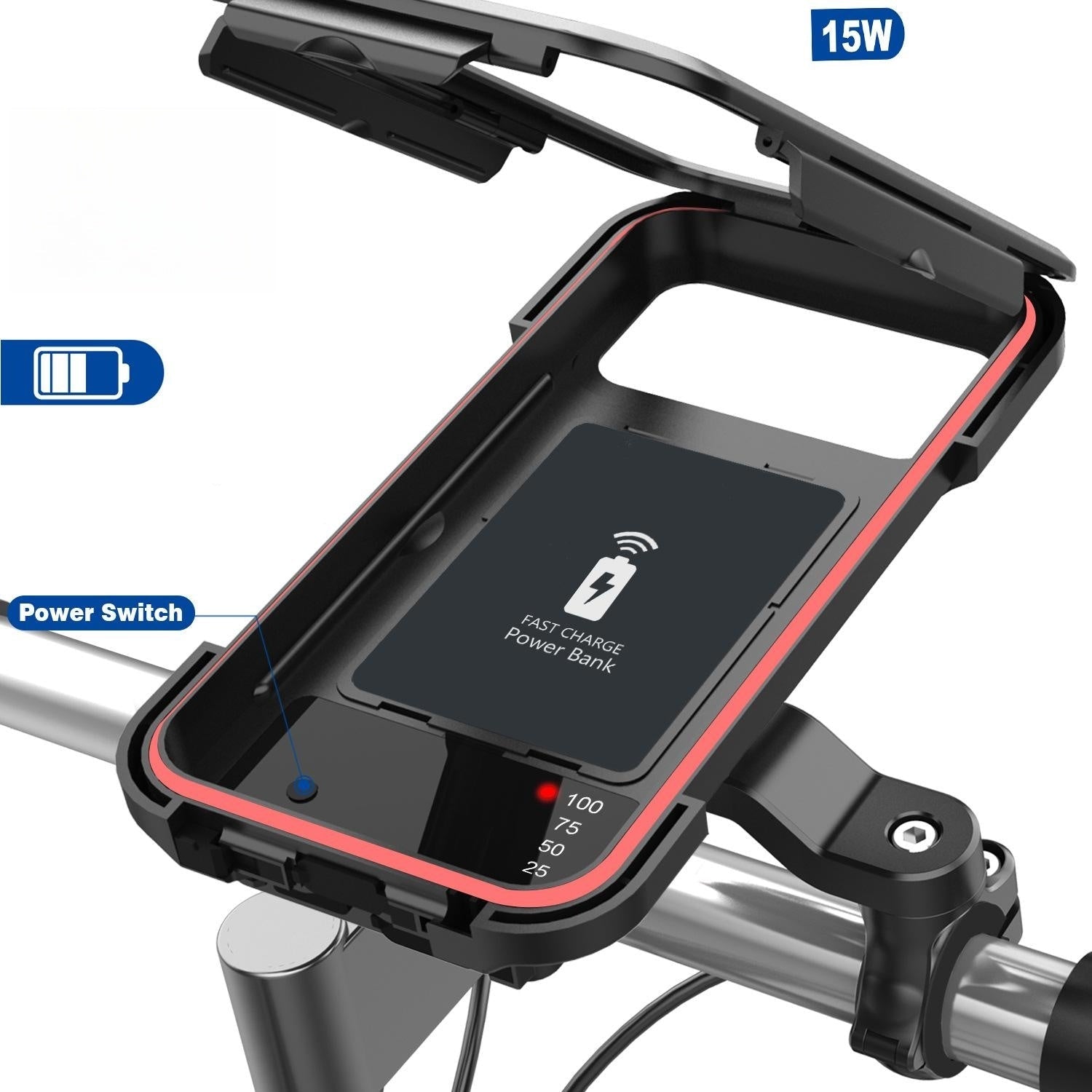 BowLift | 15W Power Bank Waterproof Bike Handlebar Phone Mount