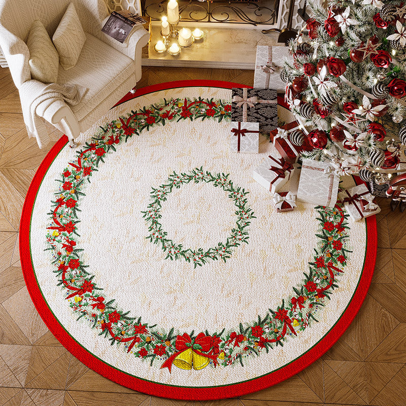 BowLift | Christmas Rug - Living Room Red Festive Carpet Absorbent Non-slip