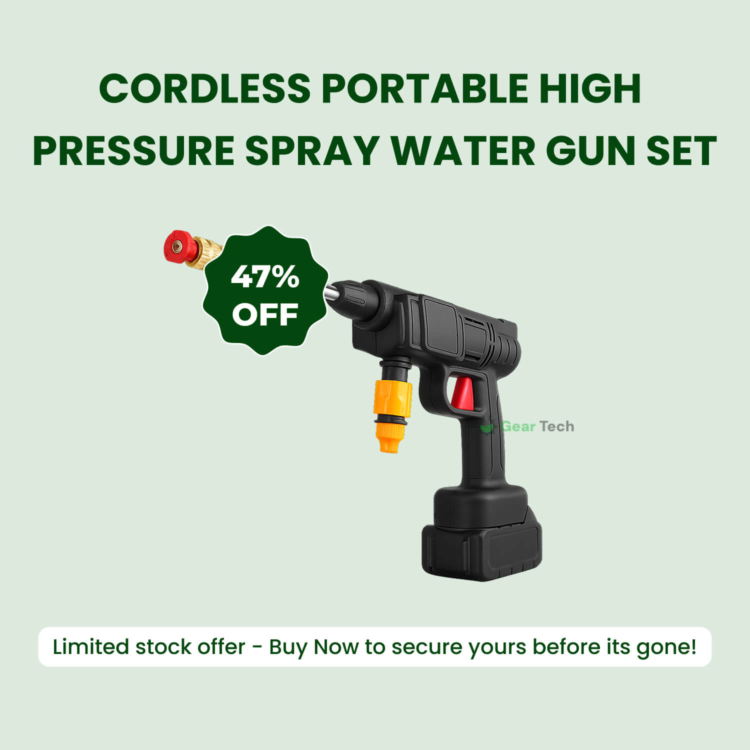 BowLift | Cordless Portable High Pressure Spray Water Gun Set | Ideal for Cleaning Cars, Patios & Garden Furniture