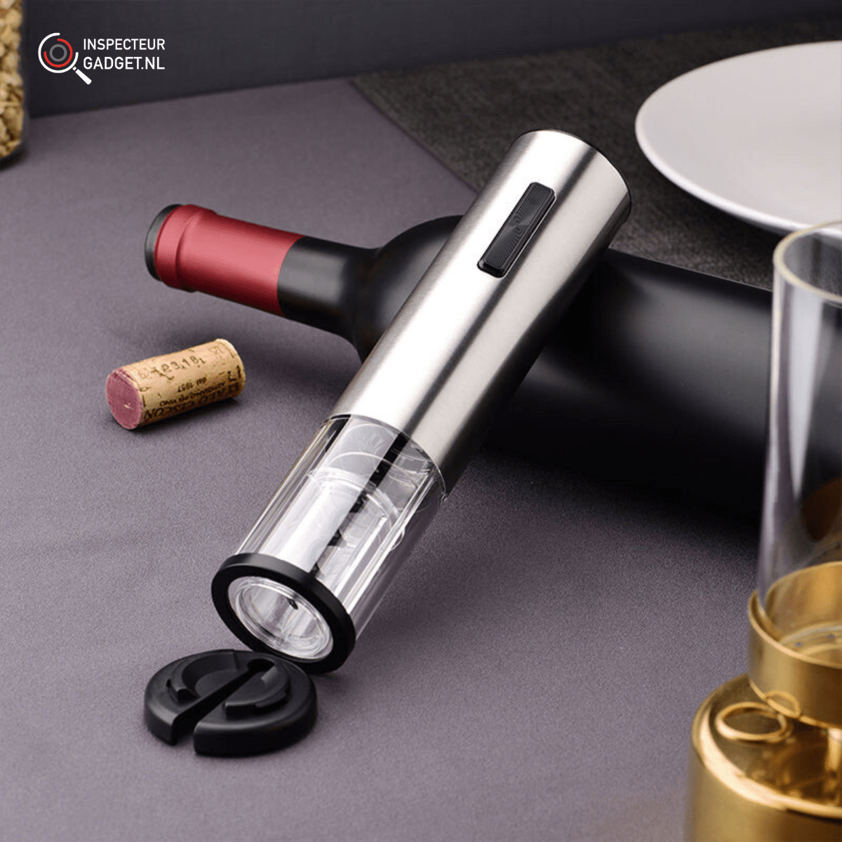BowLift | 4-in-1 electric wine opener - corkscrew with pourer, foil cutter & vacuum stopper for effortless wine enjoyment