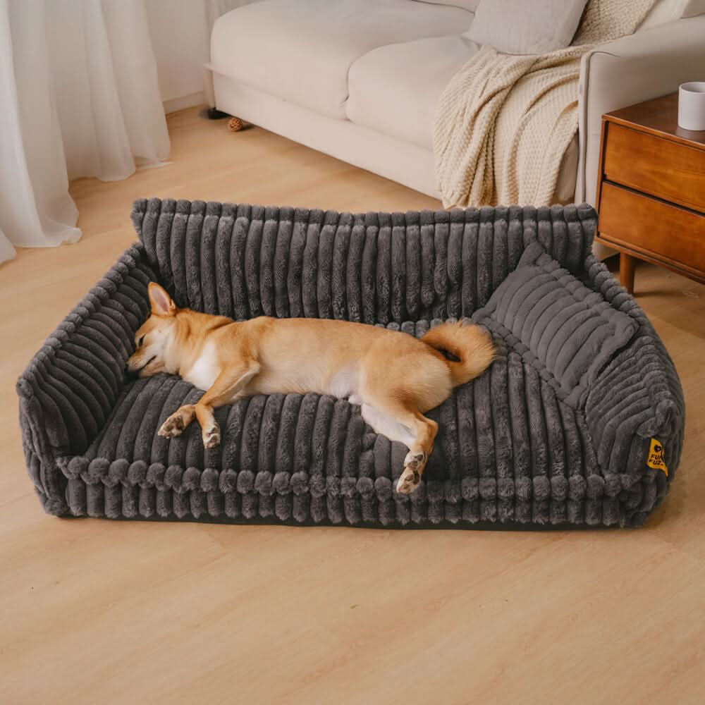 BowLift | Joint-friendly dog cushion with headrest & plush cover