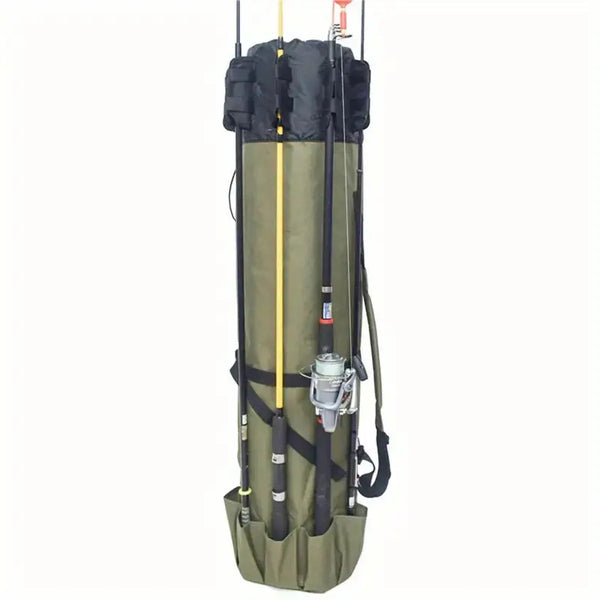 BowLift | Fishing Rod Carry Bag – Foldable, Lightweight & Durable Storage with 5-Rod Capacity (Army Green)