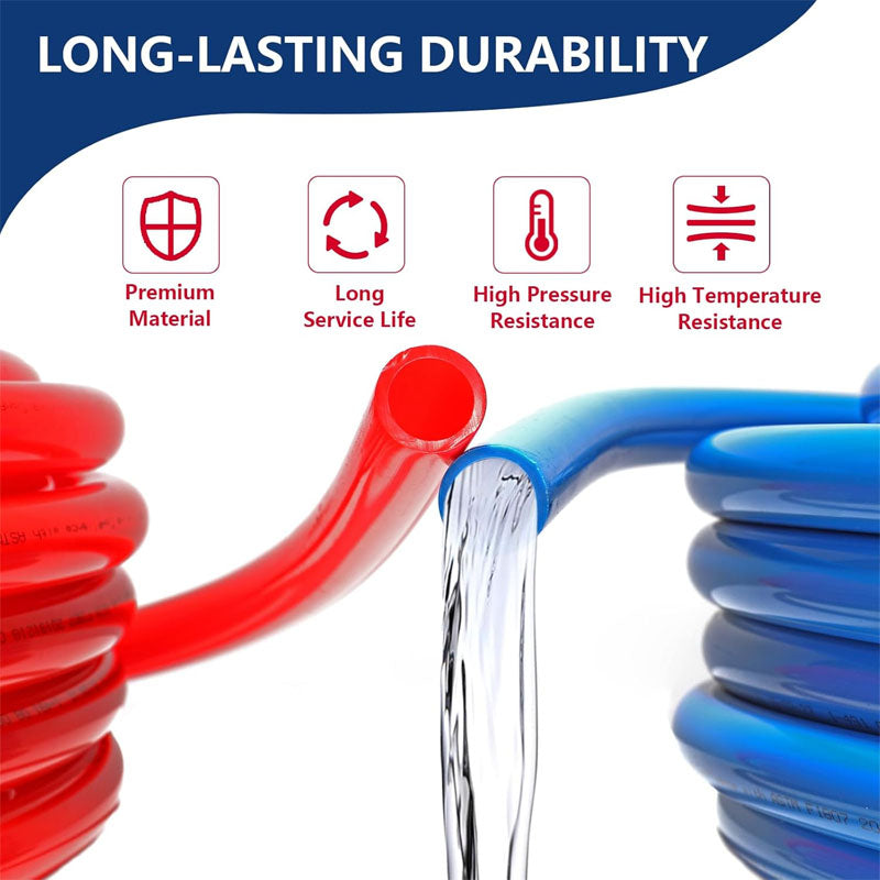 BowLift | 1/2 Inch 2 x 100FT PEX Tubing Pex B Tubing for Hot/Cold Water Plumbing Radiant Heat Floor Heating Plumbing Red&Blue