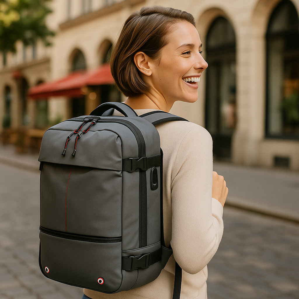 BowLift | Packlite Slim – Waterproof compression backpack with USB connection for hand luggage