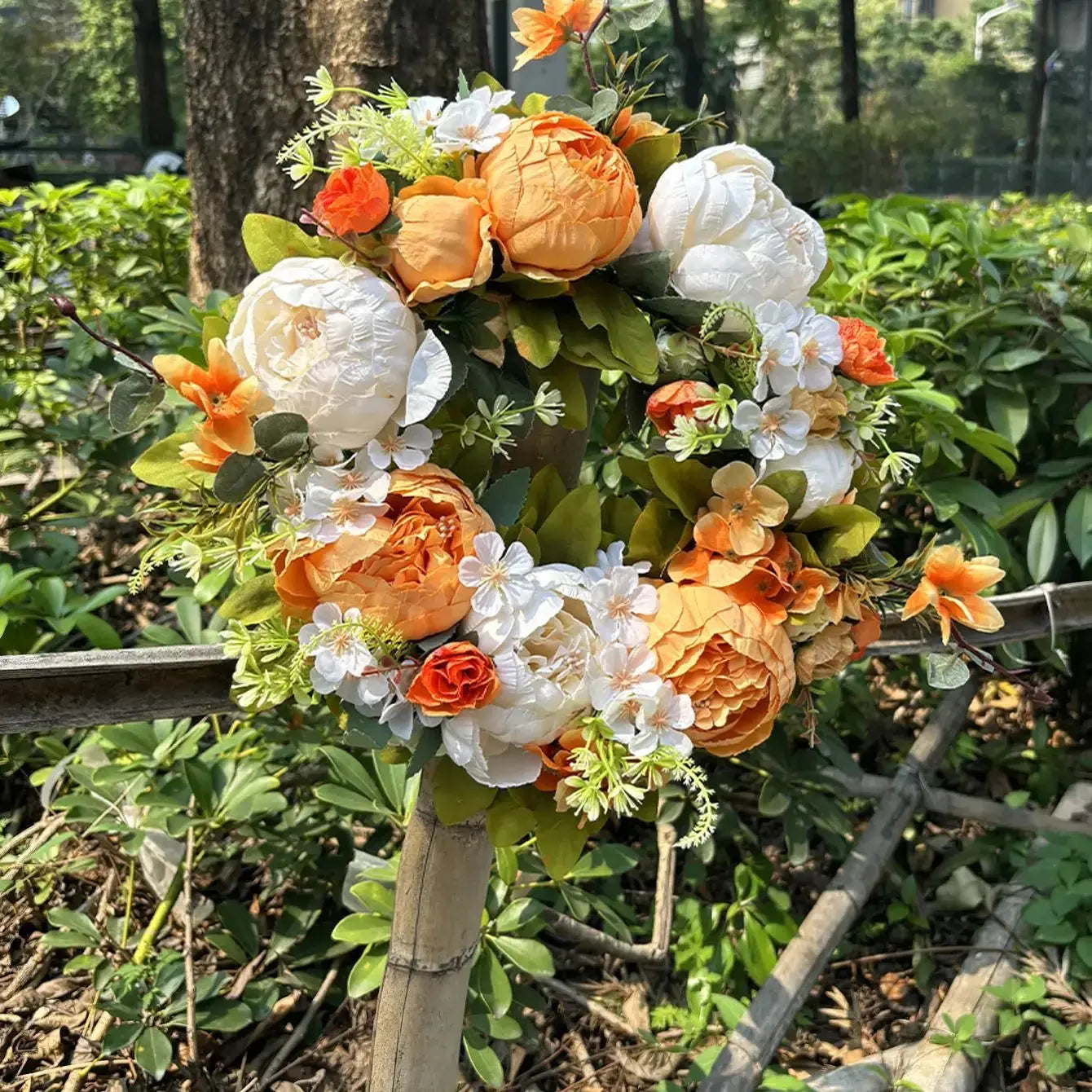 BowLift | Artificial Wreath - AutumnBloom - Outdoor & Peonies - Cozy Autumn Decoration