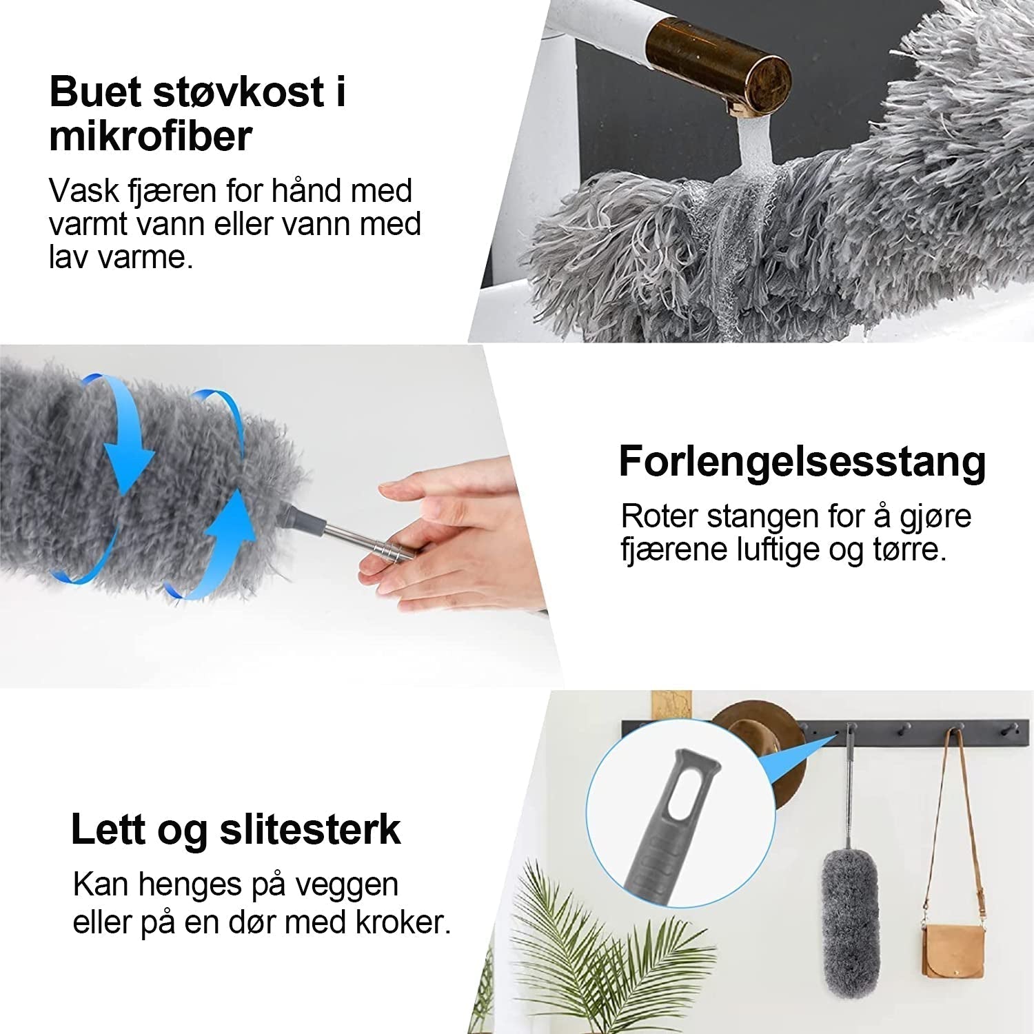 BowLift | Retractable and washable, curved dust brush in microfiber