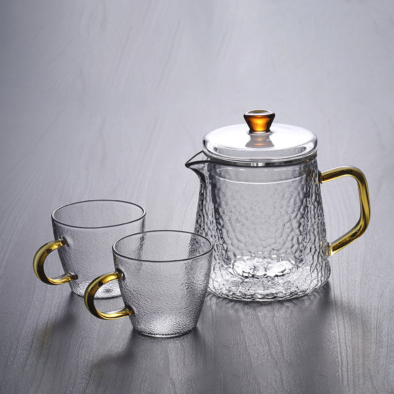 BowLift | Pindefang Glass Teapot with Infuser | Handcrafted Heat-Resistant Teapot with Golden Handle