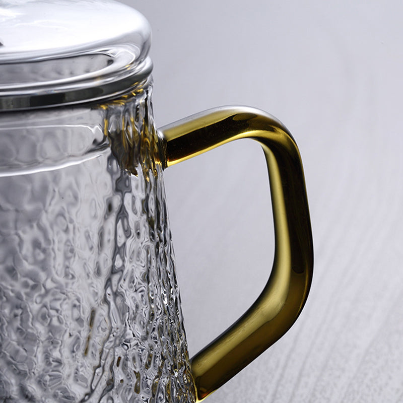 BowLift | Pindefang Glass Teapot with Infuser | Handcrafted Heat-Resistant Teapot with Golden Handle
