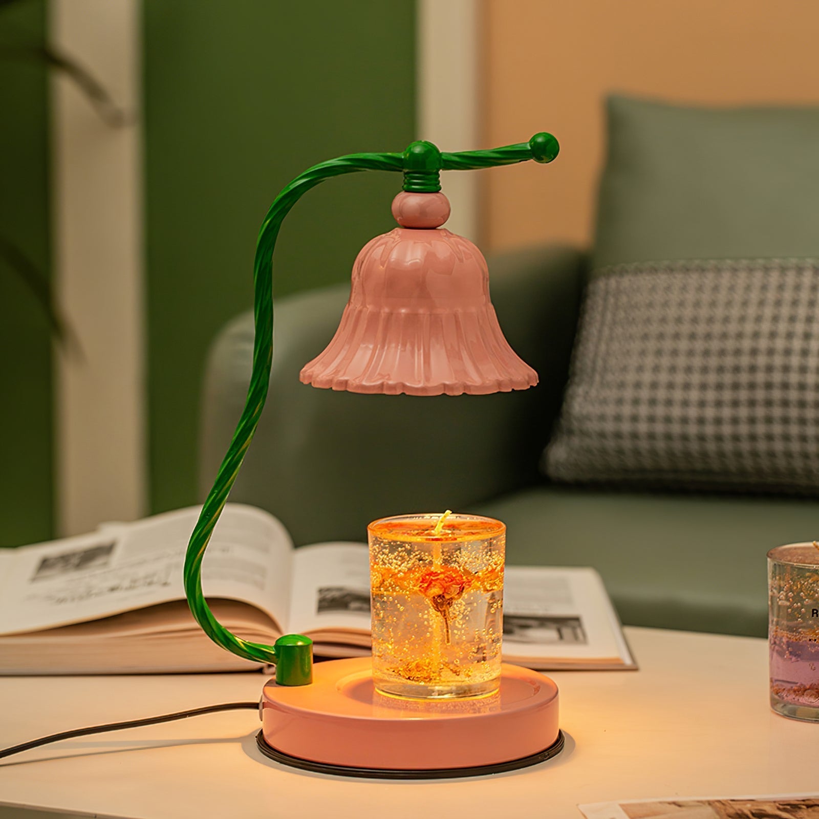 BowLift | BloomAura – Charming Pink Glass Table Lamp