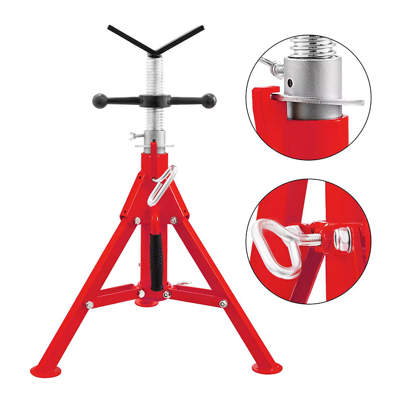 BowLift | 1107 Pipe Holder Pipe Stand with V-shape Head for Pipes 12'' Adjustable Height Folding Portable Pipe Jack Stand