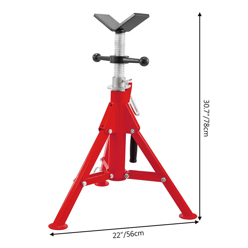 BowLift | 1107 Pipe Holder Pipe Stand with V-shape Head for Pipes 12'' Adjustable Height Folding Portable Pipe Jack Stand