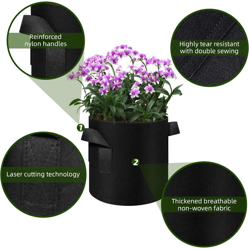 BowLift | 12 Pack 10 Gallon Plant Grow Bags, Thick Non-Woven Plant Pots With Handles For Garden Planting