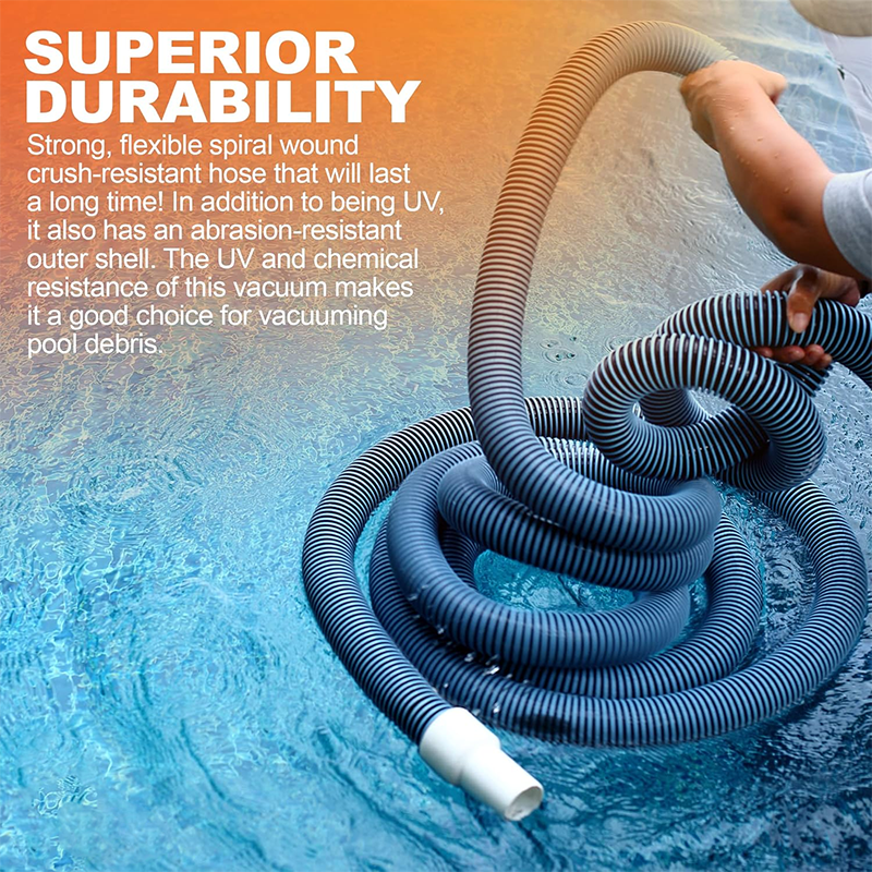 BowLift | 15 Feet Commercial Grade Pool Vacuum Hose - Above Ground and Inground Pool Vacuum Hose - Fits Most Vacuum Heads - Includes Swivel Head - Premium Pool Accessories