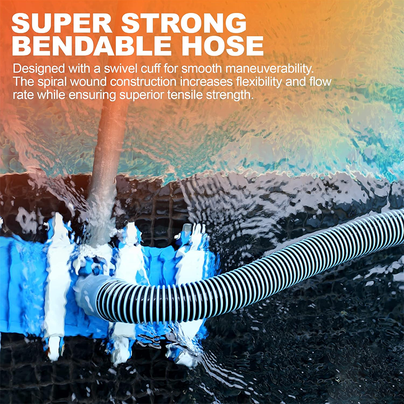 BowLift | 15 Feet Commercial Grade Pool Vacuum Hose - Above Ground and Inground Pool Vacuum Hose - Fits Most Vacuum Heads - Includes Swivel Head - Premium Pool Accessories
