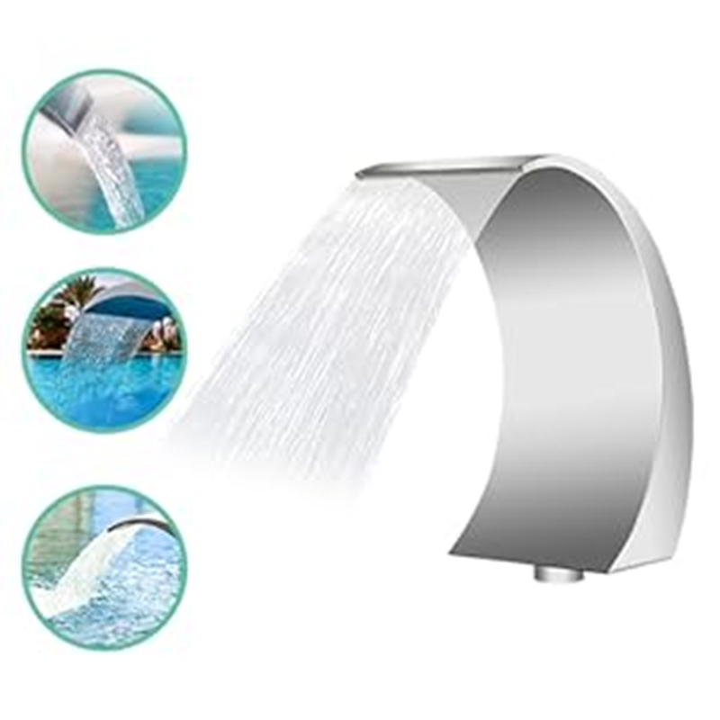 BowLift | 15.7 Inch High Stainless Steel 304 Pool Fountain Silver for Above Ground Pool Garden Outdoor Waterfall Steep Drop Pond Water Feature