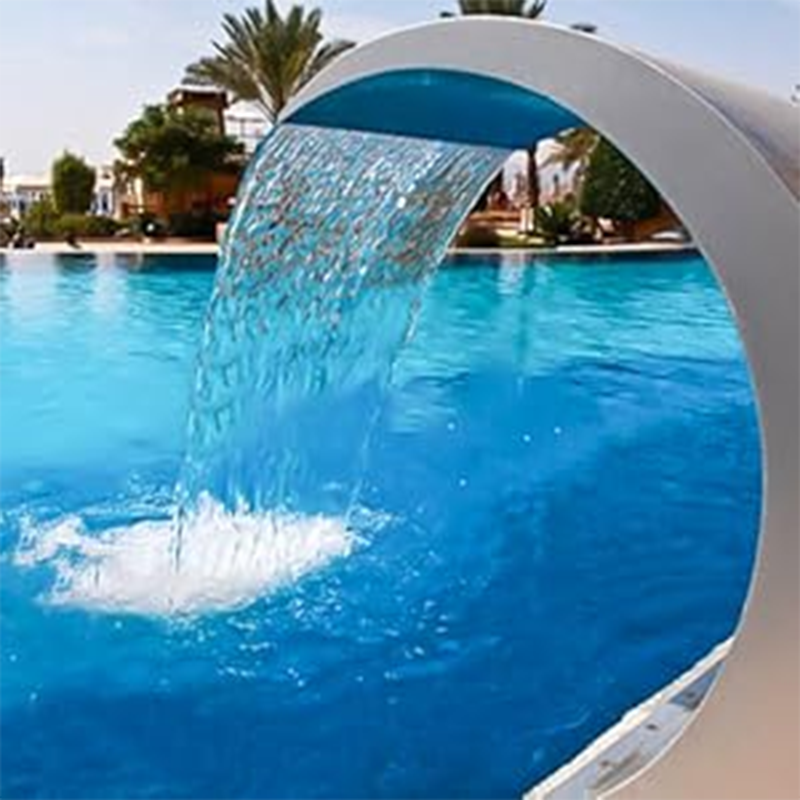 BowLift | 15.7 Inch High Stainless Steel 304 Pool Fountain Silver for Above Ground Pool Garden Outdoor Waterfall Steep Drop Pond Water Feature