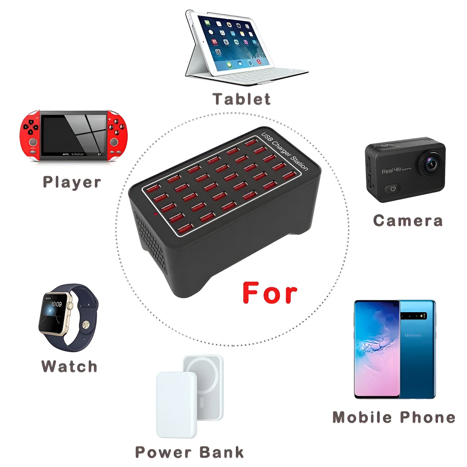 BowLift | PowerPort Pro – Universal Multi-USB Charging Station with 30 Ports (150W Output)
