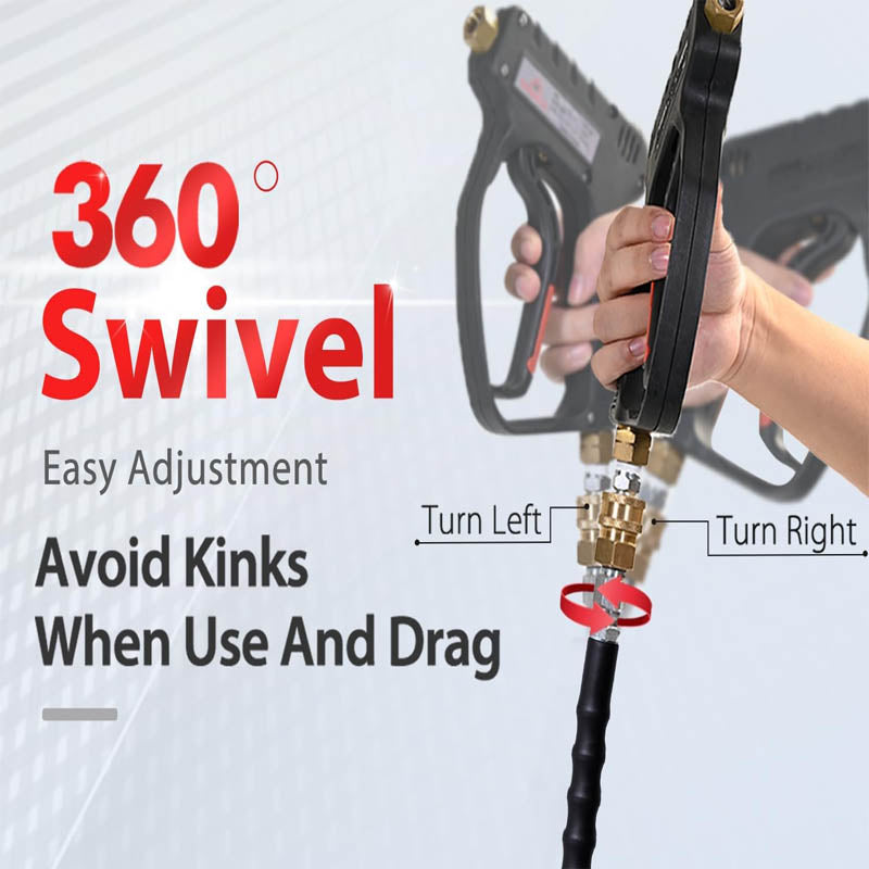 BowLift | 1/4" Pressure Washer Hose 50FT Max 212°F with Swivel Quick Connect 4000 PSI Commercial Grade Steel Wire Braided Kink Resistant