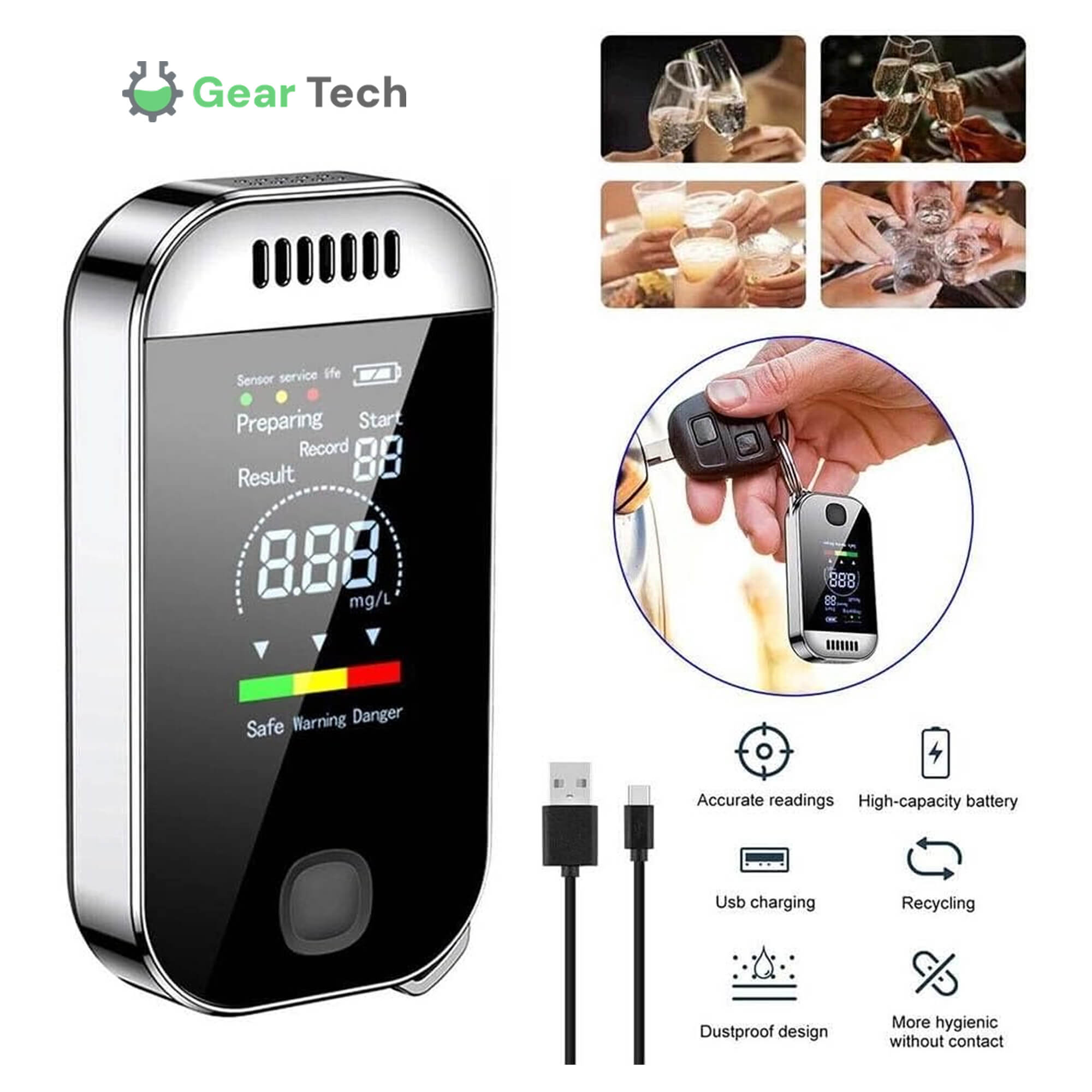BowLift | Professional Breathalyzer Alcohol Meter | High-Precision, Contactless Design & Ideal for Home, Camping, or Safe Driving