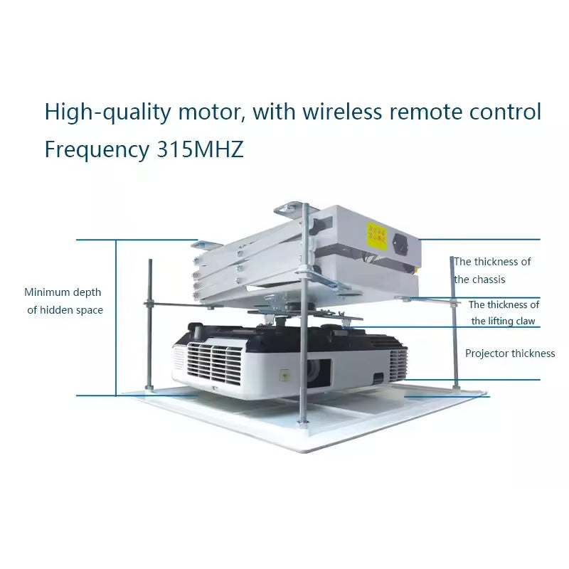 BowLift | Wireless Remote Control Ceiling Hidden Mount Projector Motorized Lift Projector Lift Cinema Hall School