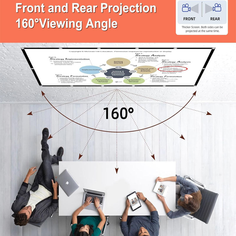 BowLift | 150 inch Projector Screen 16:9 HD Rear Front Movies Screen Indoor Outdoor Washable Anti-Crease