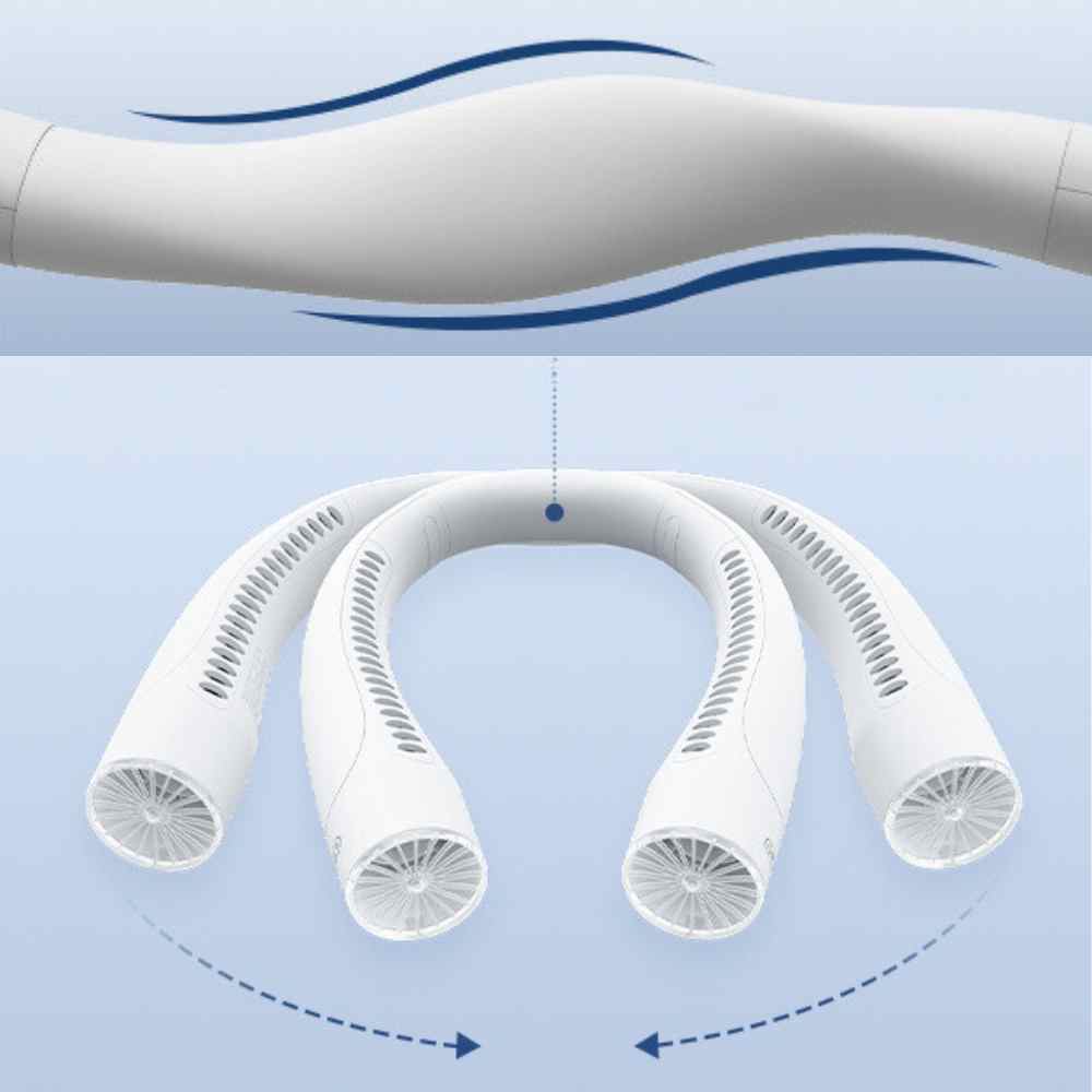 BowLift | Bladeless Portable Neck Fan with 3 Speed Silent Cooling 4000 mAh Rechargeable