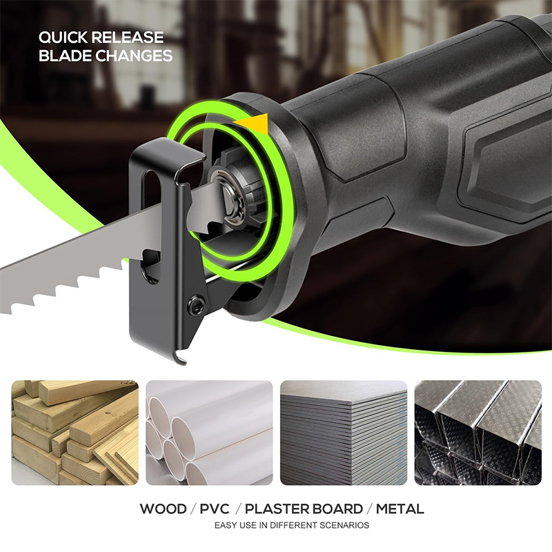 BowLift | 120V Reciprocating Saw, 6.0 Amp Variable Speed Corded Reciprocating Saw, Stroke Length 1-1/8 Inch, Speed 0-3000RPM, Max 4-1/2 Inch, Suitable for Wood, Metal, PVC Pipe Cutting