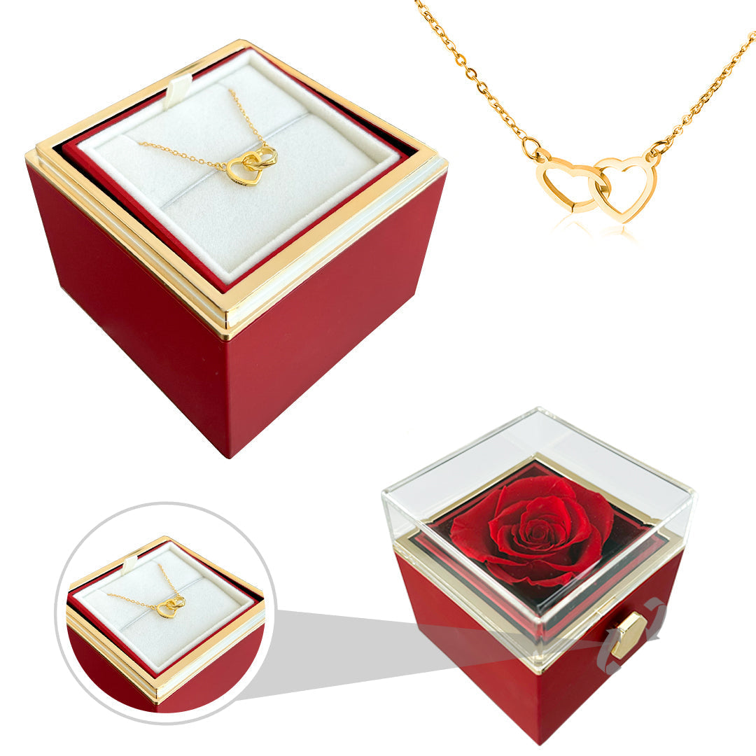 BowLift | Gift Set Rose & Heart Necklace Light – Eternal Rose with Hidden Love Necklace