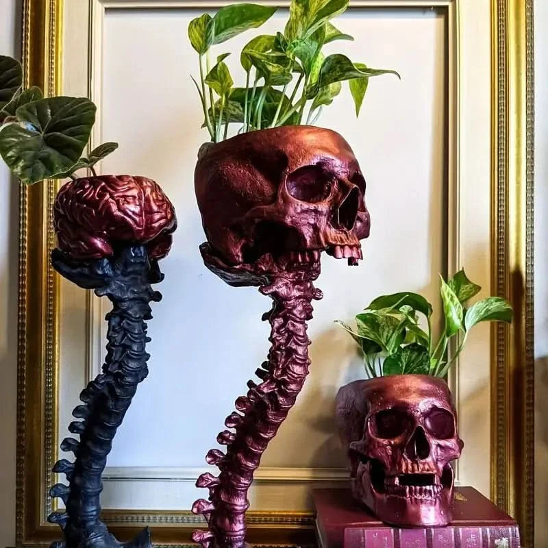BowLift | BoneBloom | Planter with Skull and Spine