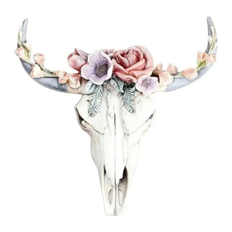BowLift | Cow Skull - Bully - Wall Decoration with Flowers - Resin Home Decor