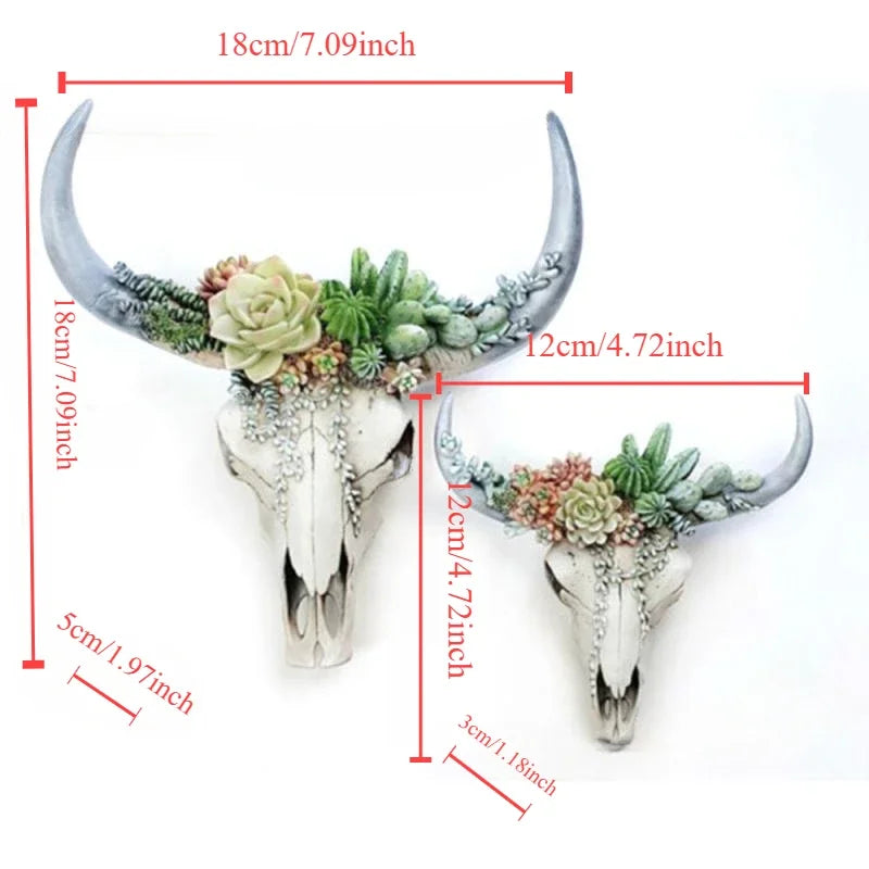 BowLift | Cow Skull - Bully - Wall Decoration with Flowers - Resin Home Decor