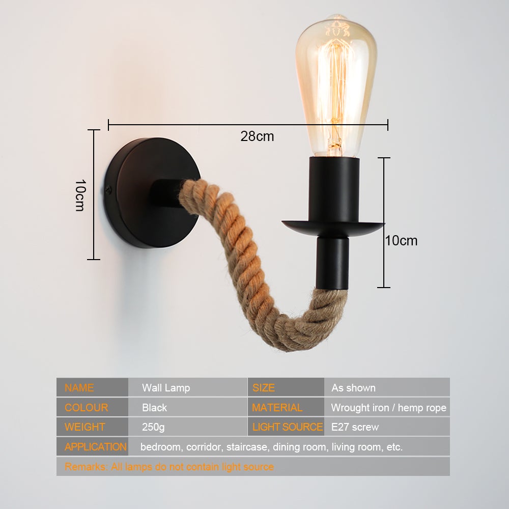 BowLift | Retro Hemp Rope Industrial Loft Wall Lamp