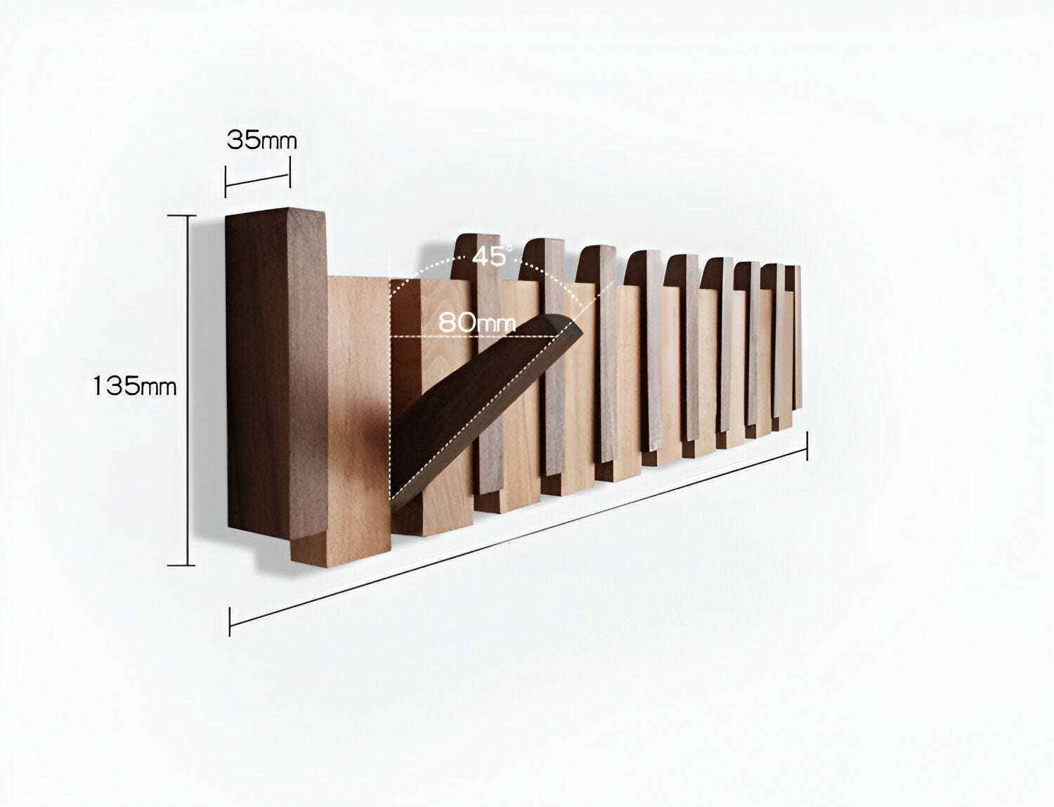 BowLift | RetroHooks - Wooden piano wall shelf with magnetic hooks