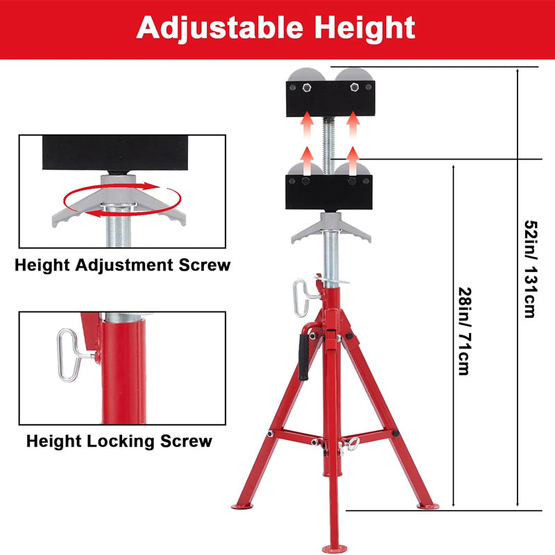 BowLift | 0.5-12 inch Roller Head Pipe Stand 2500lbs Folding Jack Stand Welding Stand Adjustable Height 28-52INn Steel Pipe Jacks for Welding