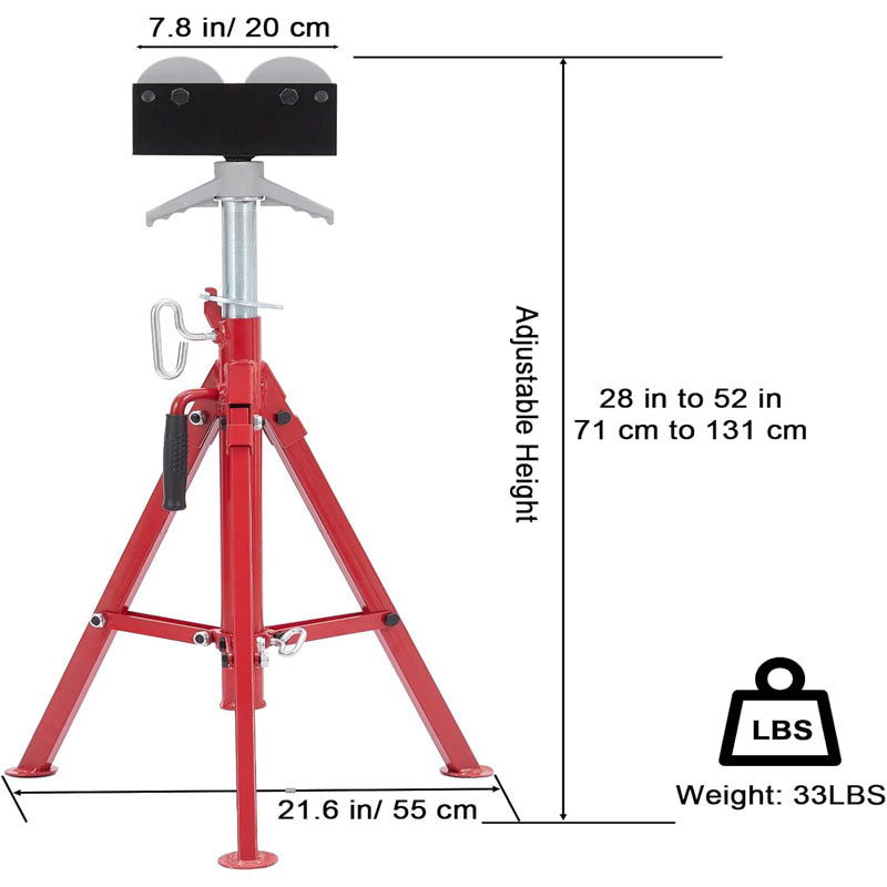 BowLift | 0.5-12 inch Roller Head Pipe Stand 2500lbs Folding Jack Stand Welding Stand Adjustable Height 28-52INn Steel Pipe Jacks for Welding