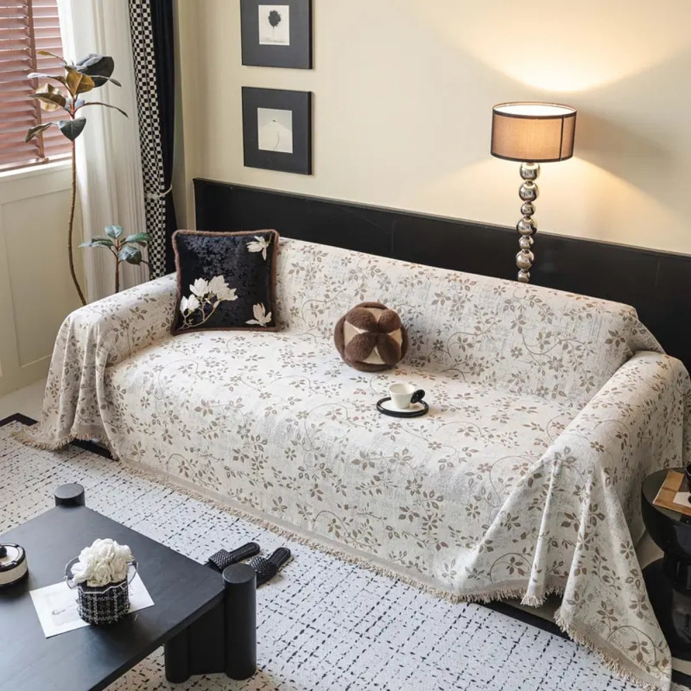 BowLift | Rustic Blossom Ivory Floral Sofa Cover