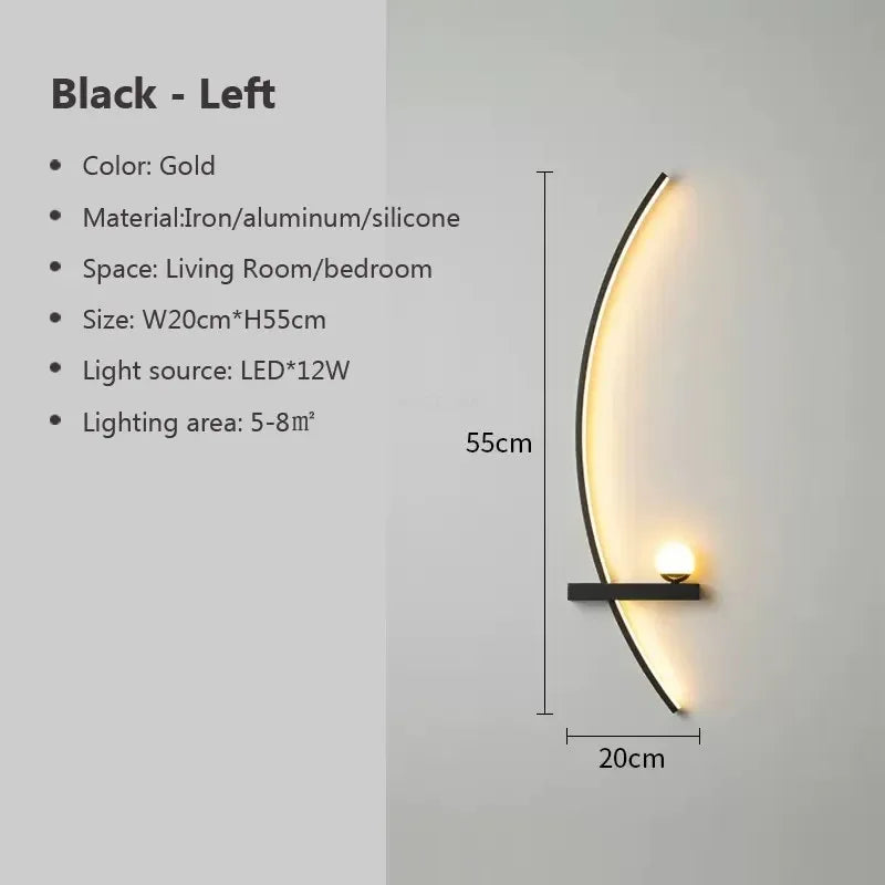 BowLift | Contemporary Edge Wall Lamp – Black & Gold Indoor/Outdoor Lighting for Modern Spaces