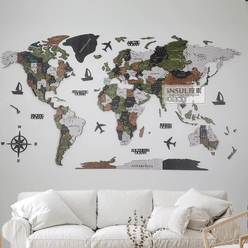 BowLift | 3D Wooden World Map Wall Art for Living Room or Office