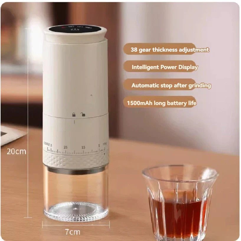 BowLift | 1500mAh Electric Coffee Grinder – Adjustable USB-C Rechargeable Burr Mill for Fresh Coffee