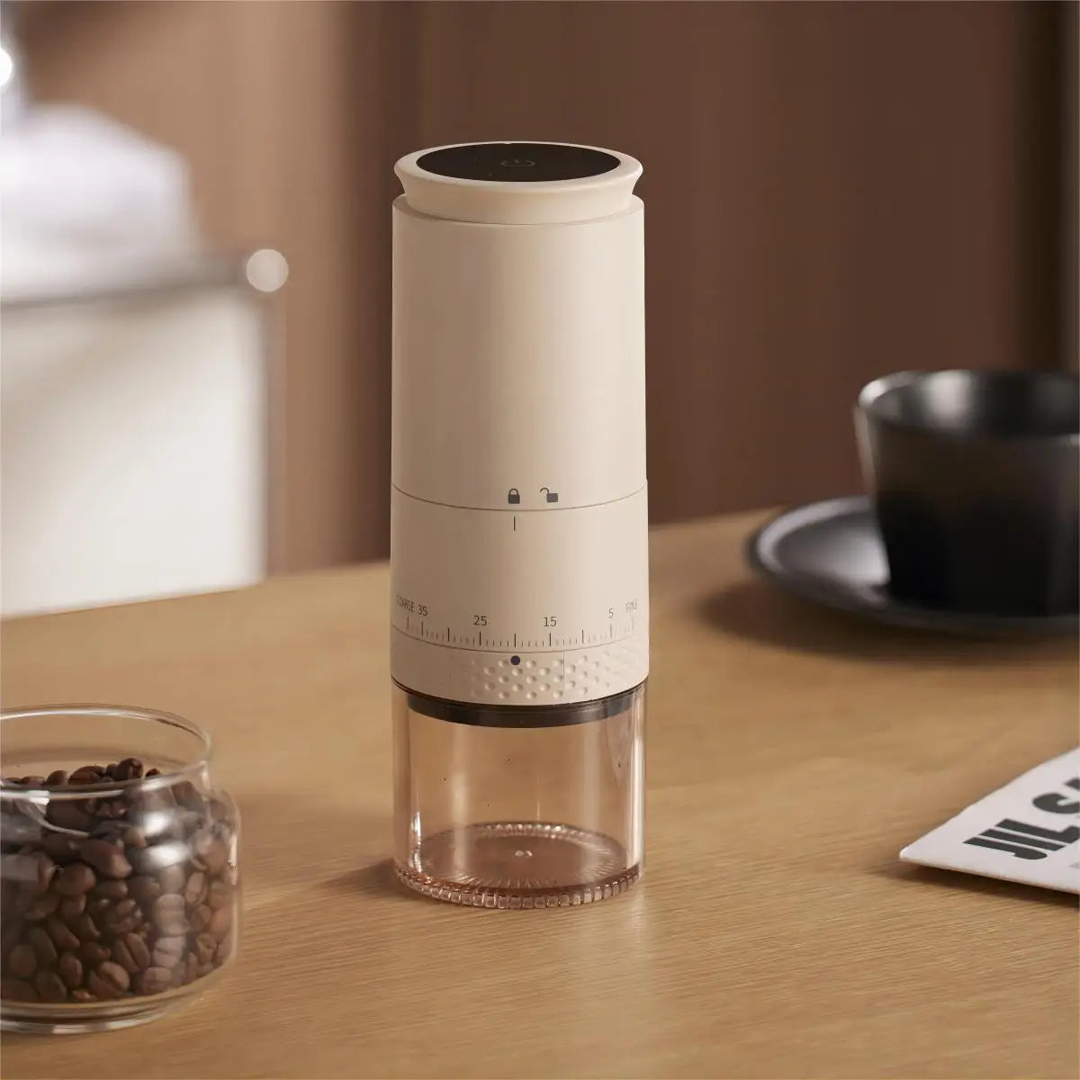 BowLift | 1500mAh Electric Coffee Grinder – Adjustable USB-C Rechargeable Burr Mill for Fresh Coffee