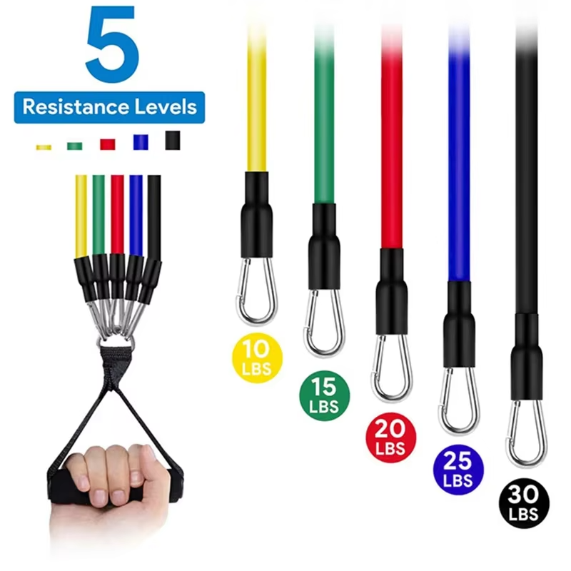 BowLift | 11-Piece TPE Resistance Band Set with Handles, Door Anchor, Ankle Straps, Carry Bag