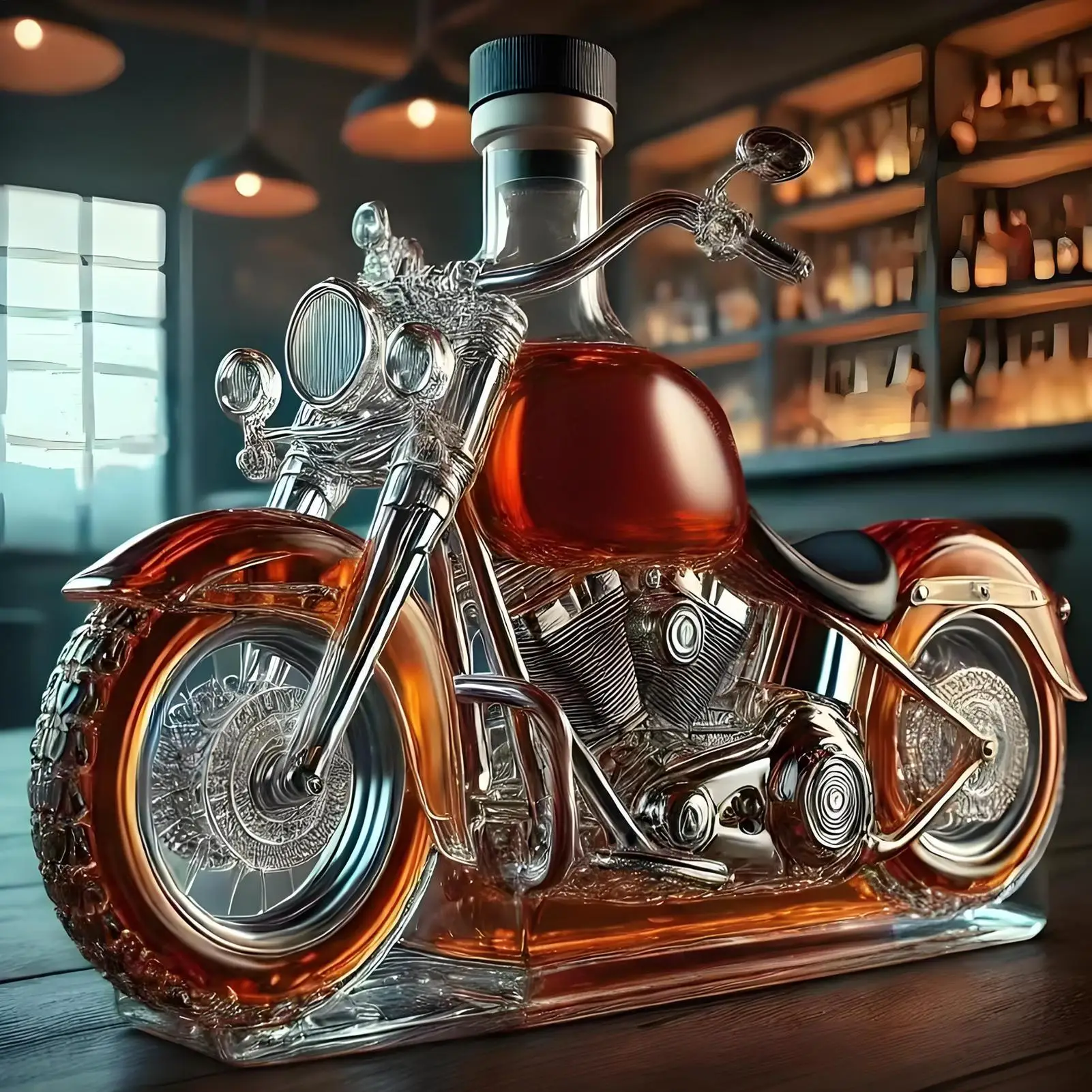 BowLift | Harley Motorcycle Shaped Whiskey Decanter for Home Bar