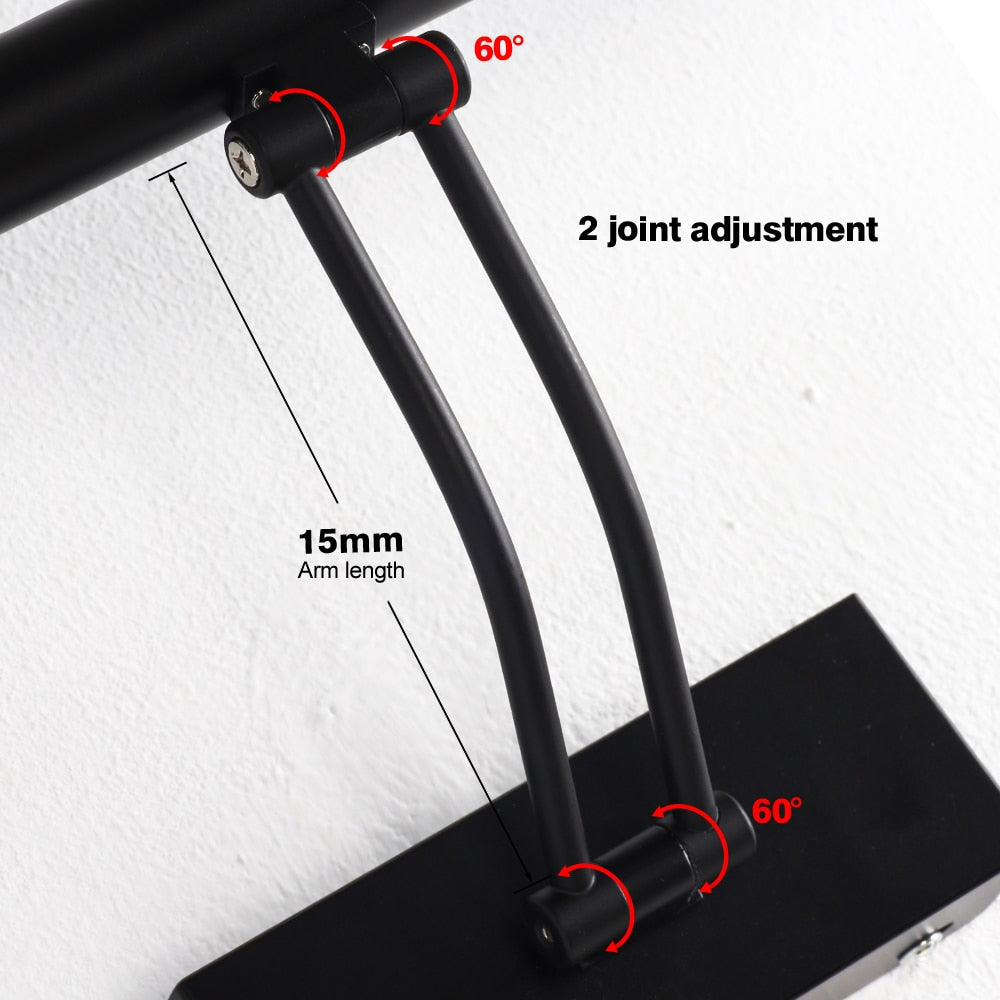 BowLift | 80-100cm LED wall lamp - Modern black/silver wall light for the bathroom, internally mounted picture light