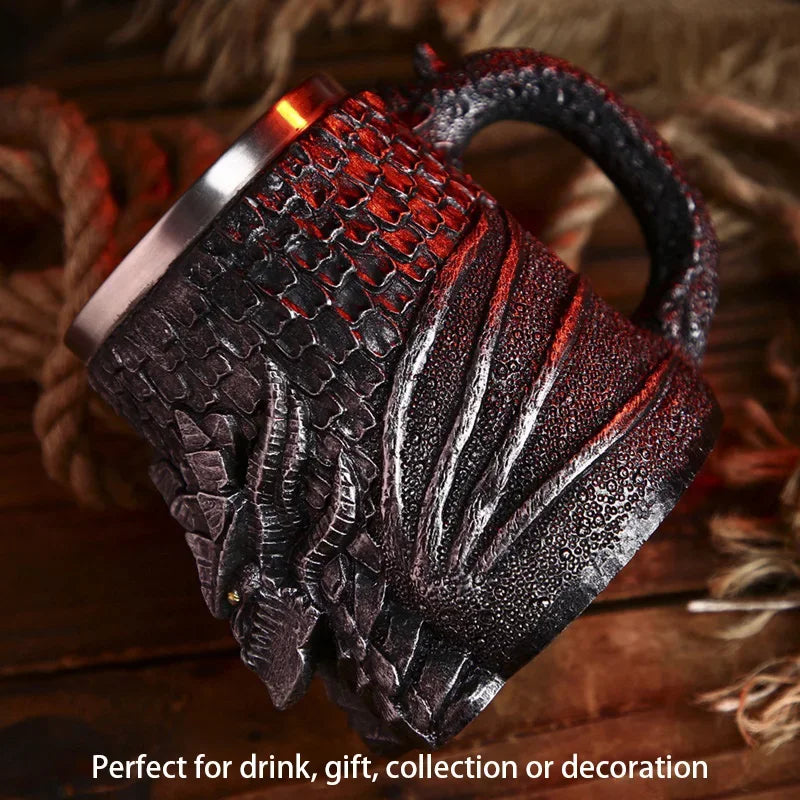 BowLift | Medieval Dragon Resin Stainless Steel Mug as Coffee Mug or Tea Mug