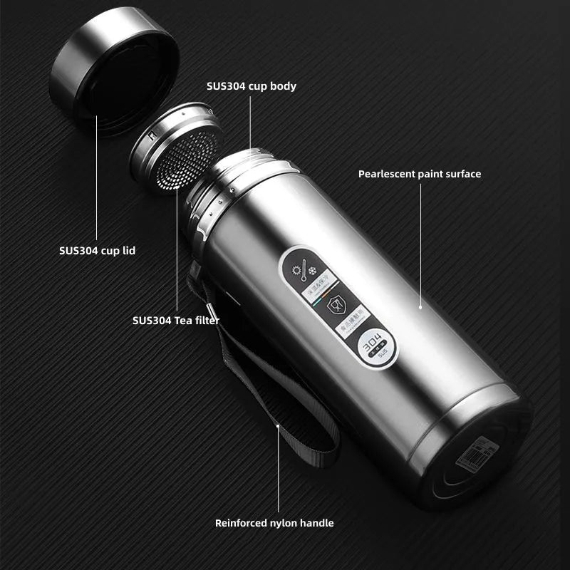 BowLift | 800ml-1L Stainless Steel Thermos – Portable Vacuum Flask with LED Temperature Display