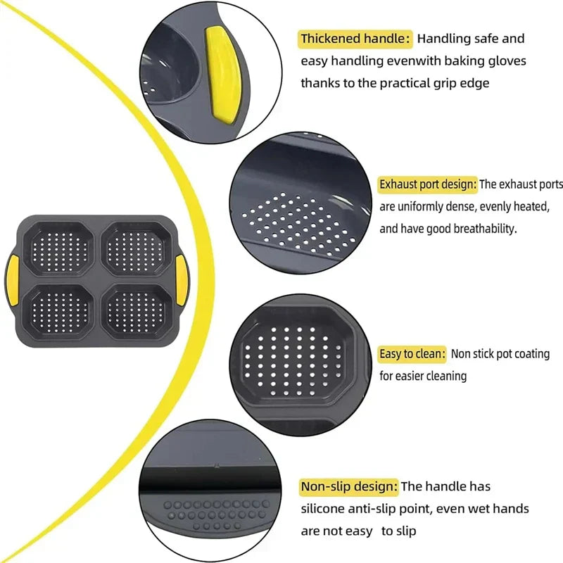 BowLift | Bunello Burger Mold | Silicone Baking Mold for Buns | Non-Stick & Heat Resistant | 6-Piece Mold